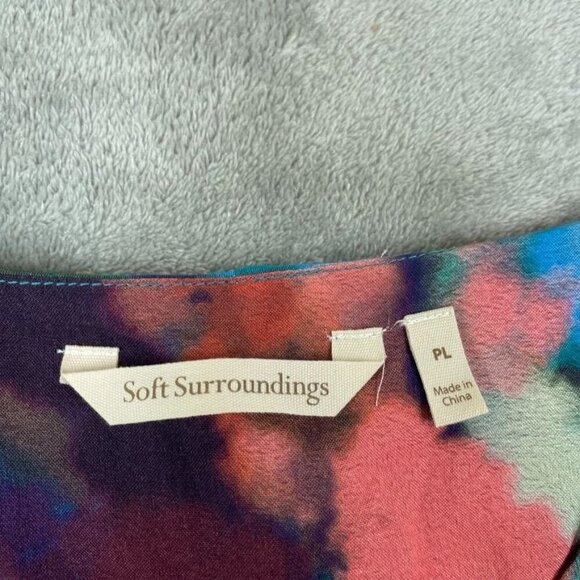 Soft Surroundings Womens PL Tie-Dye Dress V-Neck Short Sleeve Rayon 6712 - Picture 2 of 7